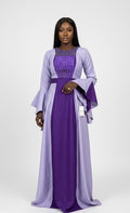 Robe longue brodée violette en fil à fil – Kia Ladys