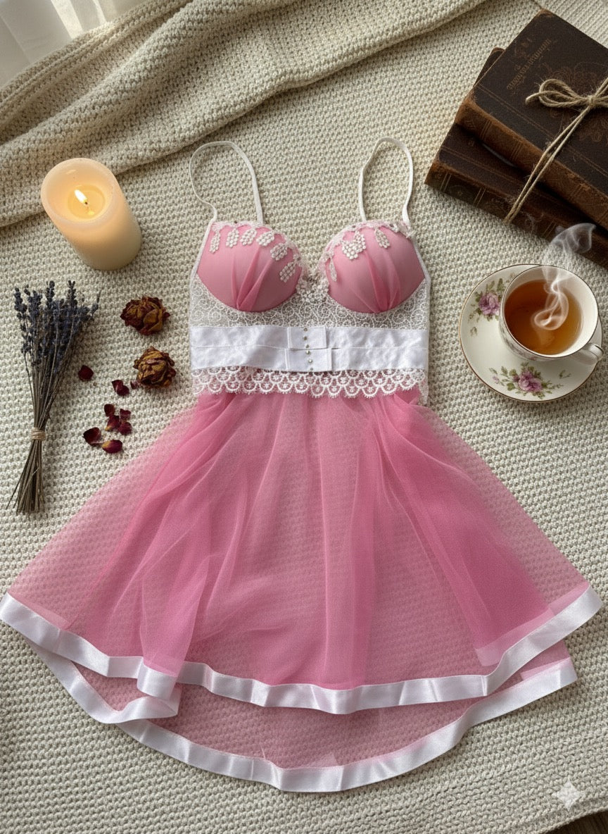 Nuisette rose en tulle