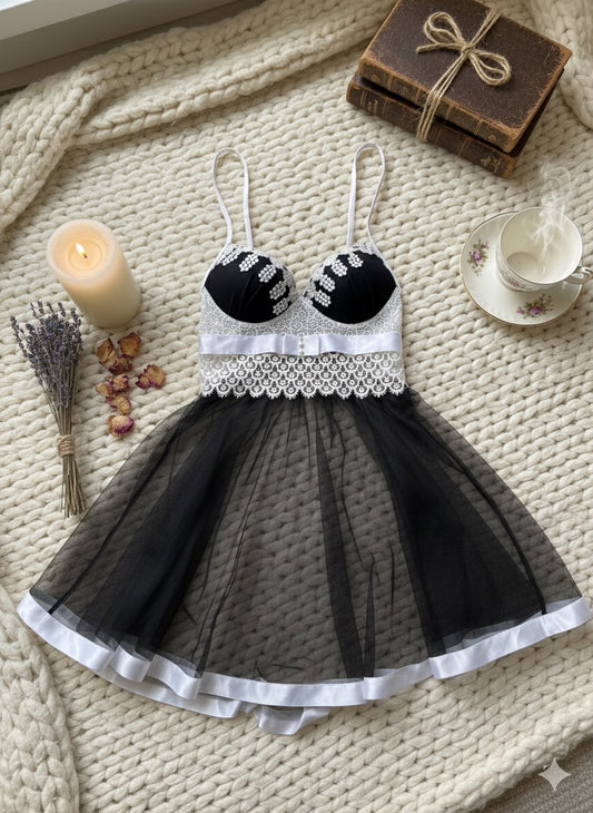 Nuisette noir en tulle