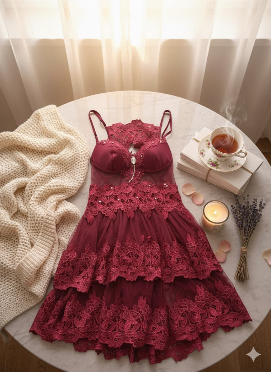 Nuisette rosa bordeaux