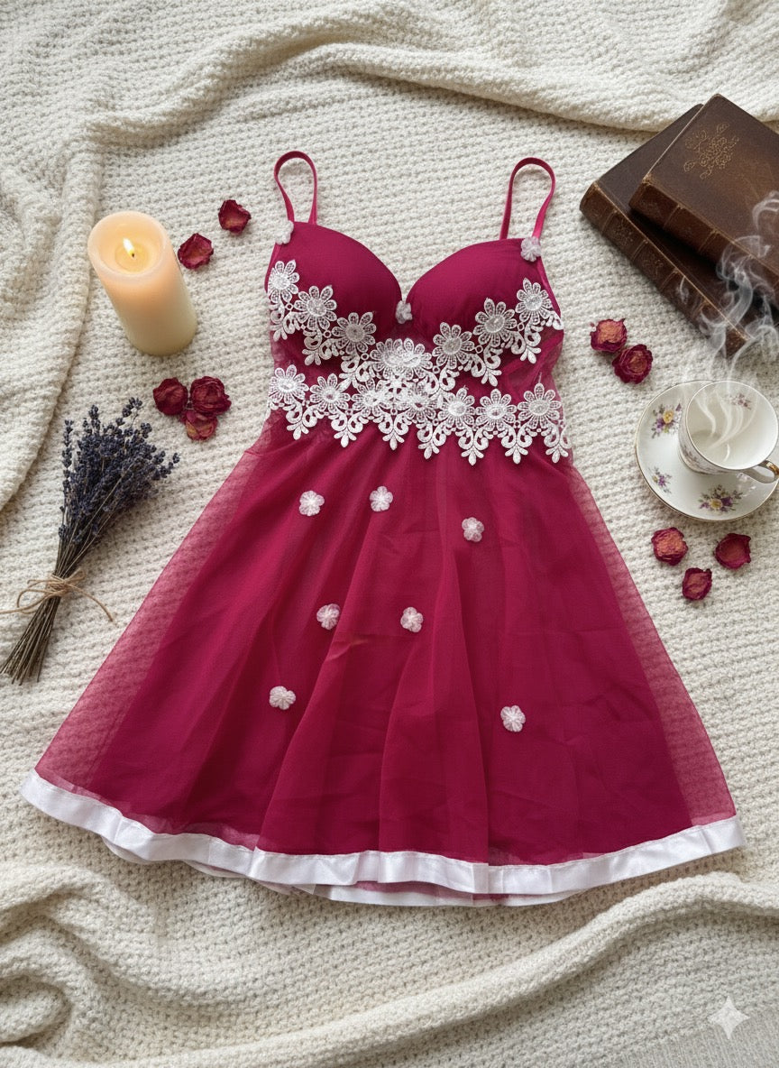 Nuisette rose fushia en tulle