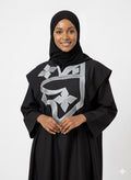 Boubou noir en fil à fil brodé gris argenté – Kia Ladys