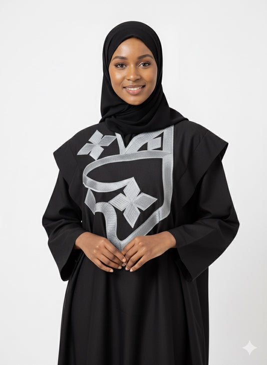 Boubou noir - broderie gris argenté