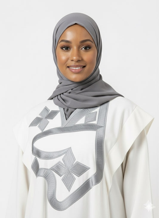 Boubou Blanc de lait  - broderie gris