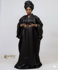 Boubou Nimati noir en satin liquide – Kia Ladys