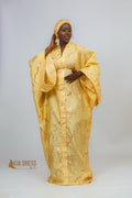 Boubou Reine Anita en brocart jaune doré – Kia Ladys
